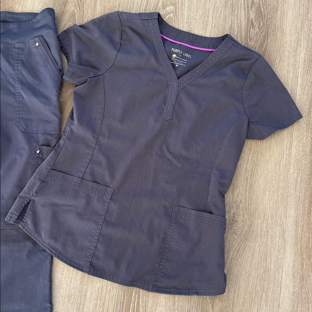 Healing Hands Women's Tori Yoga Pants, Jane Y Neck Shirt Set Charcoal Gray Med P - Picture 7 of 9
